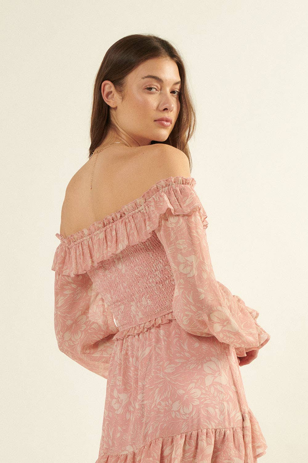 Blush Ruffled Off-Shoulder Top: M