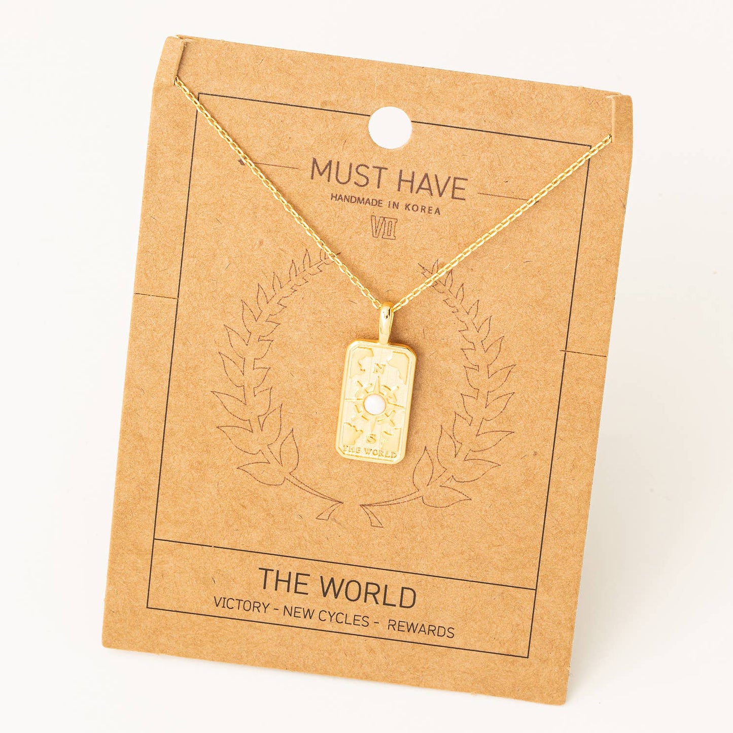 The World Tarot Card Pendant Necklace: G