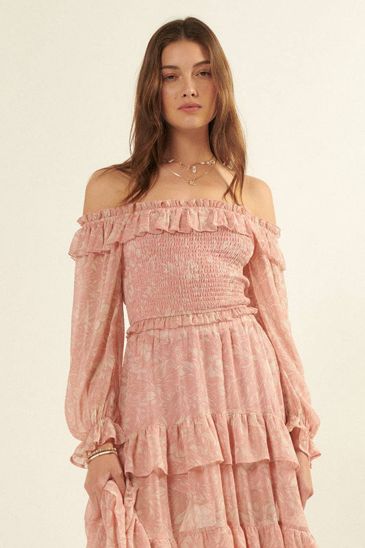 Blush Ruffled Off-Shoulder Top: S