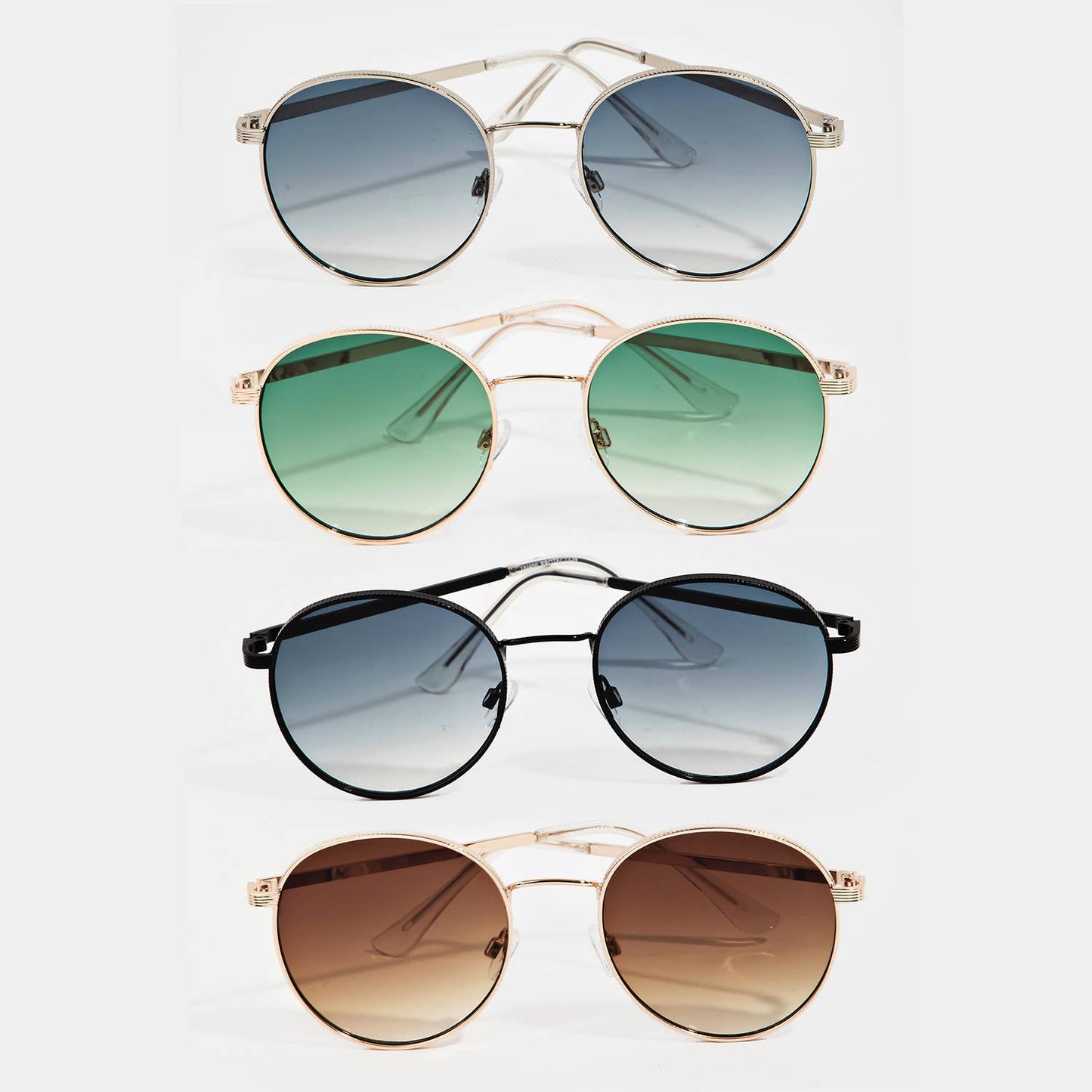 Grooved Metallic Frame Sunglasses: ASSORTED