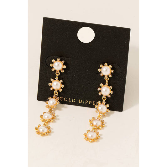 Pearl Sun Chain Dangle Earrings